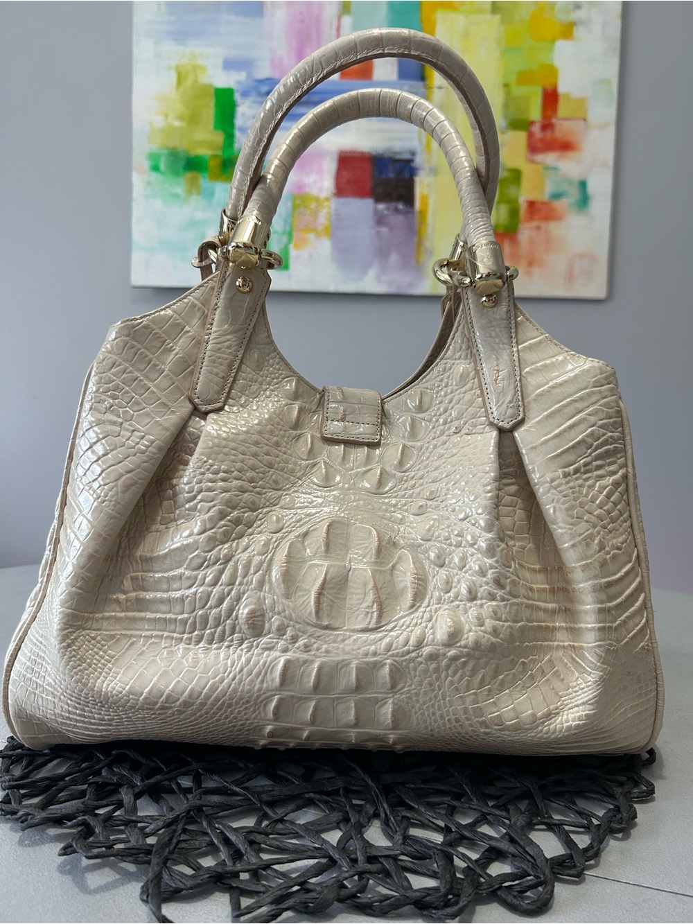 Brahmin Elisa Cava Melbourne Leather Satchel / Shoulder Bag - Picture 4 of 13